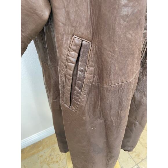 Vintage Womens Jacket Sz S Lambskin Leather Oversized Hipster Grunge Car Coat - Picture 7 of 12